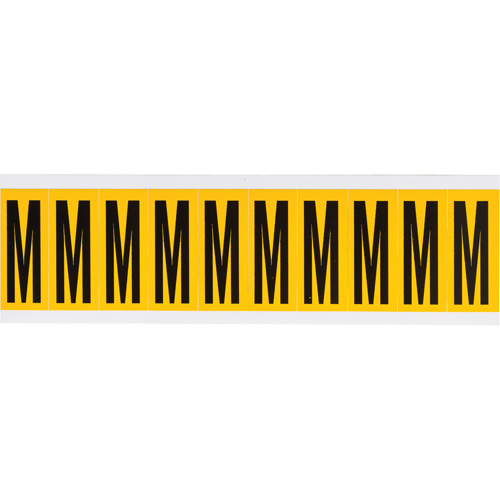 Individual Number & Letter Labels, M, 2" H, Black on Yellow