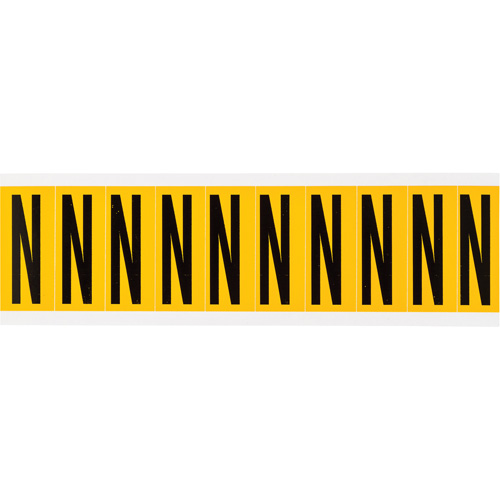 Individual Number & Letter Labels, N, 2" H, Black on Yellow
