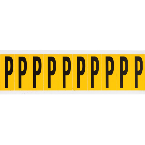 Individual Number & Letter Labels, P, 2" H, Black on Yellow