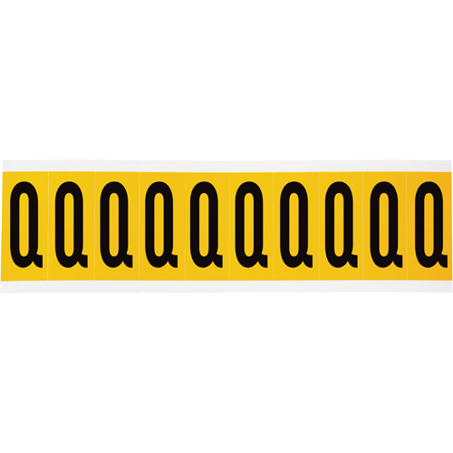 Individual Number & Letter Labels, Q, 2" H, Black on Yellow