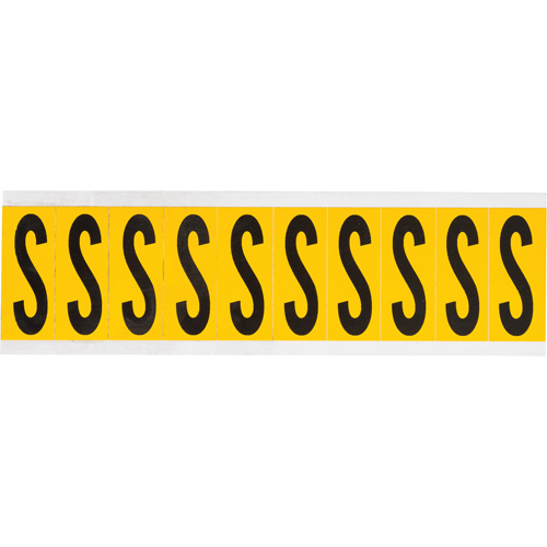 Individual Number & Letter Labels, S, 2" H, Black on Yellow