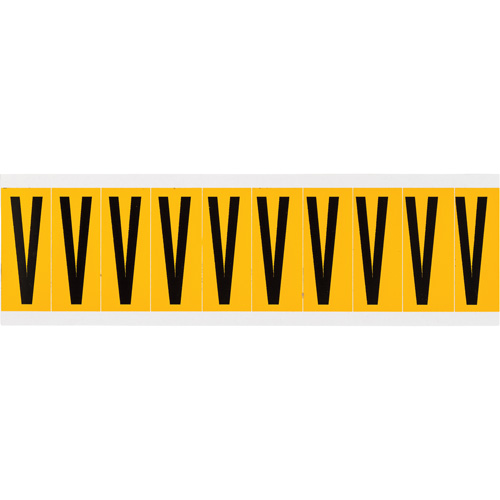 Individual Number & Letter Labels, V, 2" H, Black on Yellow