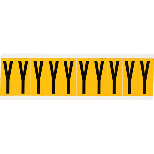 Individual Number & Letter Labels, Y, 2" H, Black on Yellow
