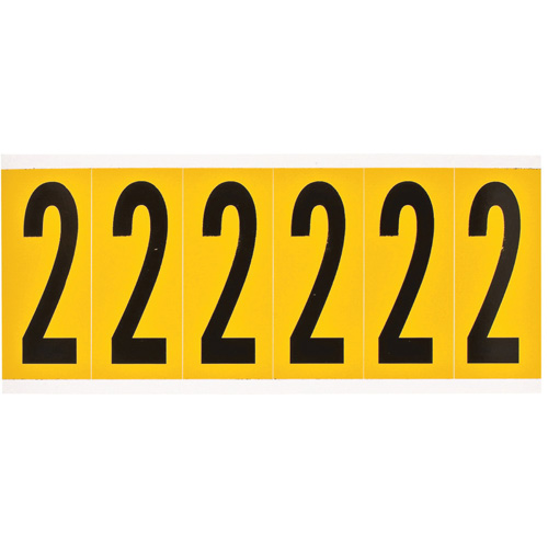 Individual Number and Letter Labels, 2, 3" H, Black on Yellow