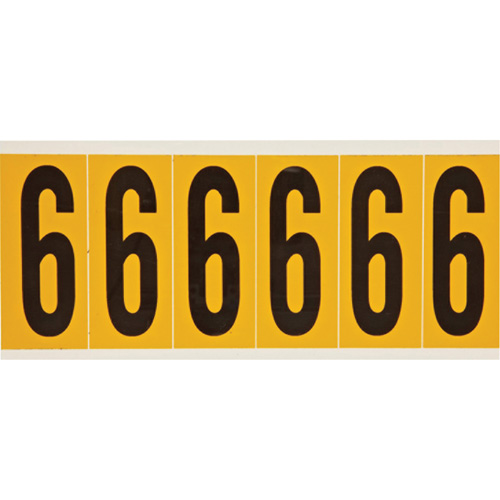 Individual Number and Letter Labels, 6, 3" H, Black on Yellow