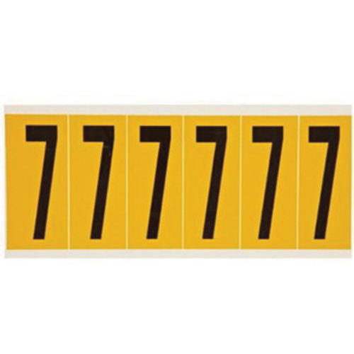 Individual Number and Letter Label, 7, 3" H, Black on Yellow
