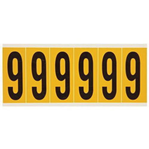 Individual Number and Letter Labels, 9, 3" H, Black on Yellow