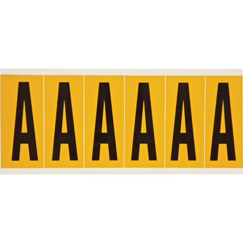 Individual Number and Letter Labels, A, 3" H, Black on Yellow