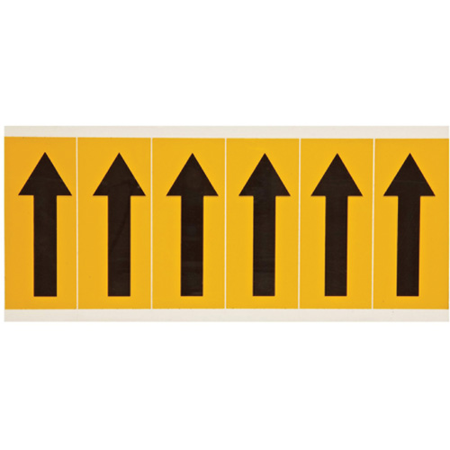 Individual Number and Letter Labels, Arrow Symbol, 3" H, Black on Yellow