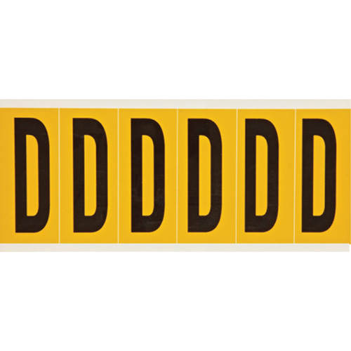 Individual Number and Letter Labels, D, 3" H, Black on Yellow
