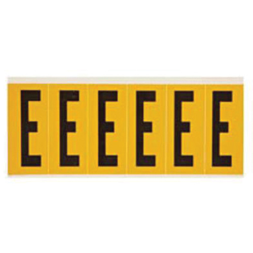 Individual Number and Letter Labels, E, 3" H, Black on Yellow