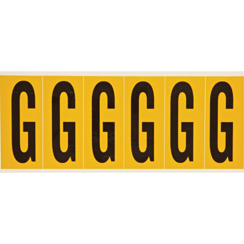 Individual Number and Letter Labels, G, 3" H, Black on Yellow