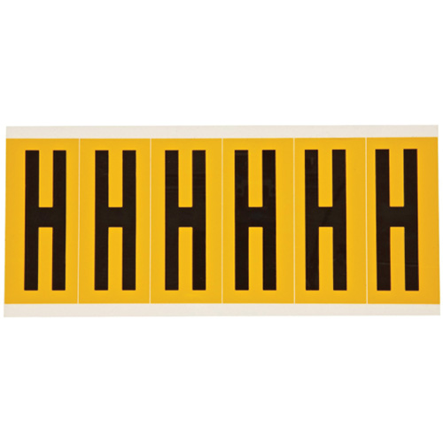 Individual Number and Letter Labels, H, 3" H, Black on Yellow