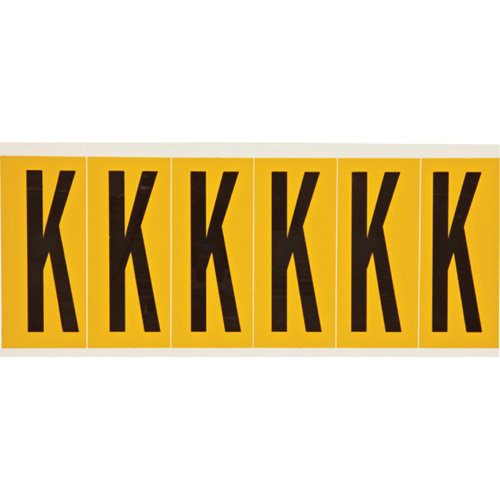 Individual Number and Letter Labels, K, 3" H, Black on Yellow