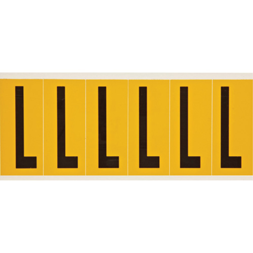 Individual Number and Letter Labels, L, 3" H, Black on Yellow