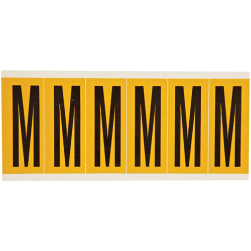 Individual Number & Letter Labels, M, 3" H, Black on Yellow