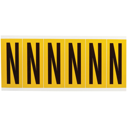 Individual Number & Letter Labels, N, 3" H, Black on Yellow