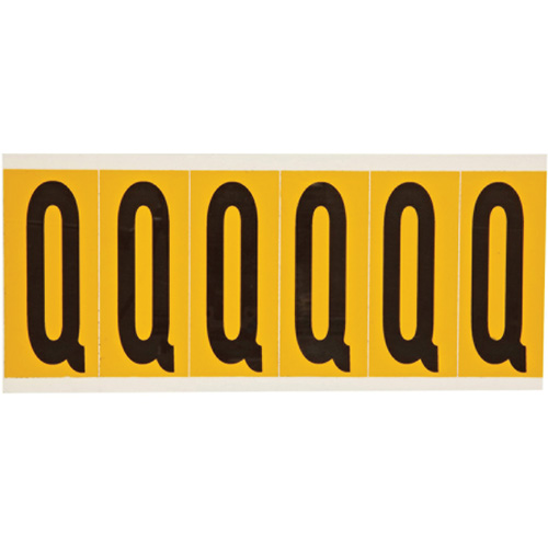 Individual Number & Letter Labels, Q, 3" H, Black on Yellow