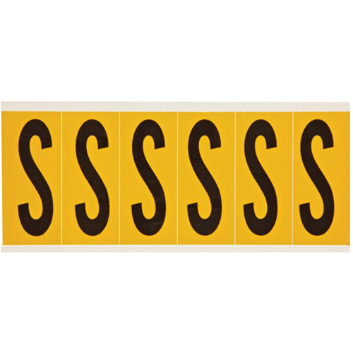 Individual Number & Letter Labels, S, 3" H, Black on Yellow