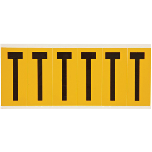 Individual Number & Letter Labels, T, 3" H, Black on Yellow