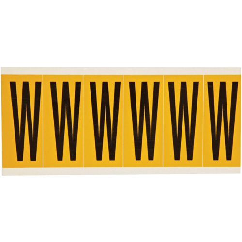 Individual Number & Letter Labels, W, 3" H, Black on Yellow