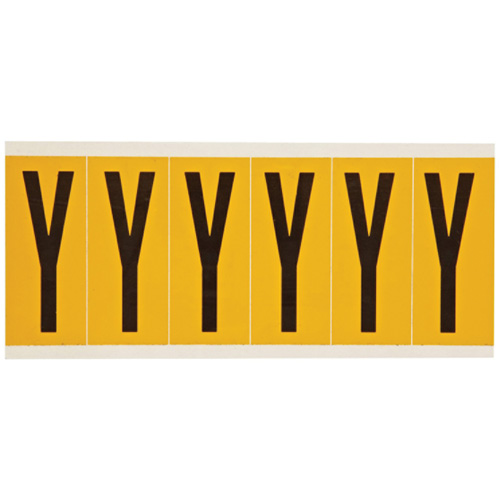 Individual Number & Letter Labels, Y, 3" H, Black on Yellow
