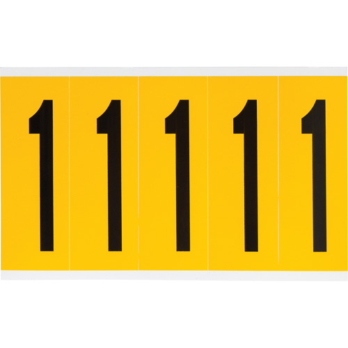 Individual Number and Letter Labels, 1, 4" H, Black on Yellow