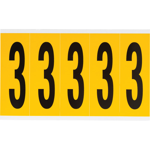 Individual Number and Letter Labels, 3, 4" H, Black on Yellow