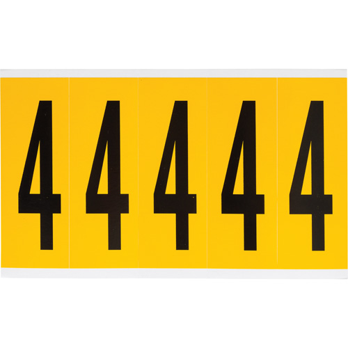 Individual Number and Letter Labels, 4, 4" H, Black on Yellow