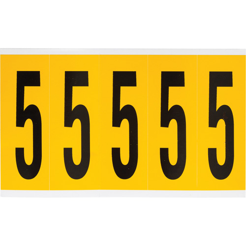 Individual Number and Letter Labels, 5, 4" H, Black on Yellow