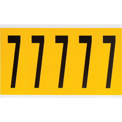 Individual Number and Letter Label, 7, 4" H, Black on Yellow