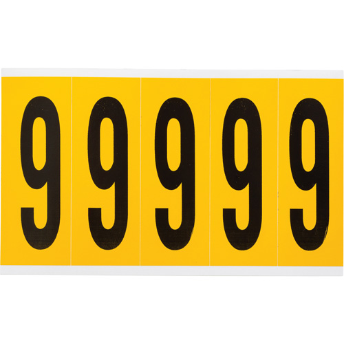 Individual Number and Letter Labels, 9, 4" H, Black on Yellow