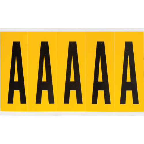Individual Number and Letter Labels, A, 4" H, Black on Yellow