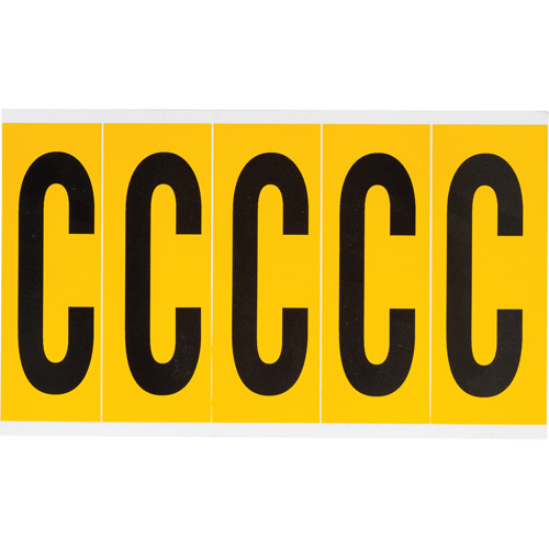 Individual Number and Letter Labels, C, 4" H, Black on Yellow