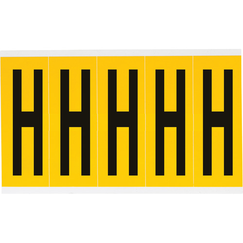 Individual Number and Letter Labels, H, 4" H, Black on Yellow