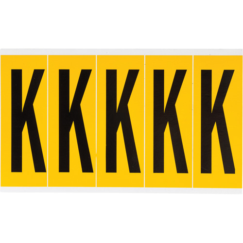 Individual Number and Letter Labels, K, 4" H, Black on Yellow