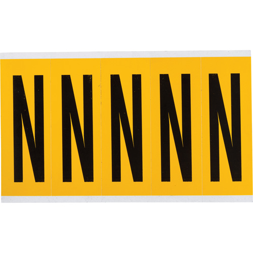 Individual Number & Letter Labels, N, 4" H, Black on Yellow
