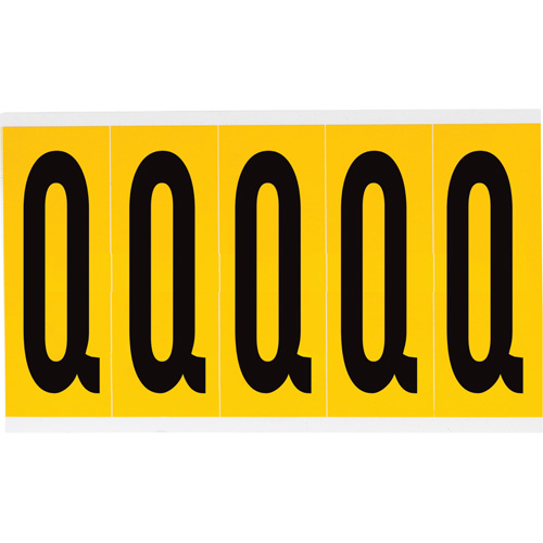 Individual Number & Letter Labels, Q, 4" H, Black on Yellow