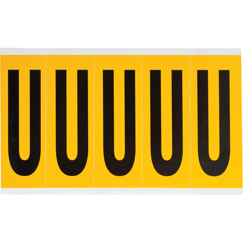Individual Number & Letter Labels, U, 4" H, Black on Yellow
