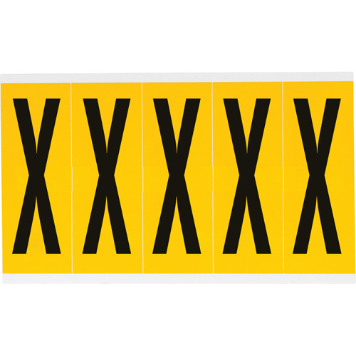 Individual Number & Letter Labels, X, 4" H, Black on Yellow