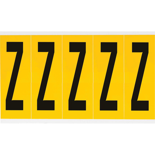 Individual Number & Letter Labels, Z, 4" H, Black on Yellow