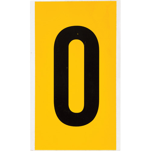 Individual Number and Letter Labels, 0, 6" H, Black on Yellow