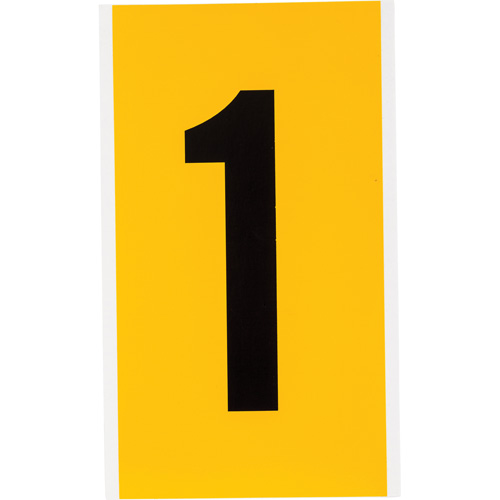 Individual Number and Letter Labels, 1, 6" H, Black on Yellow