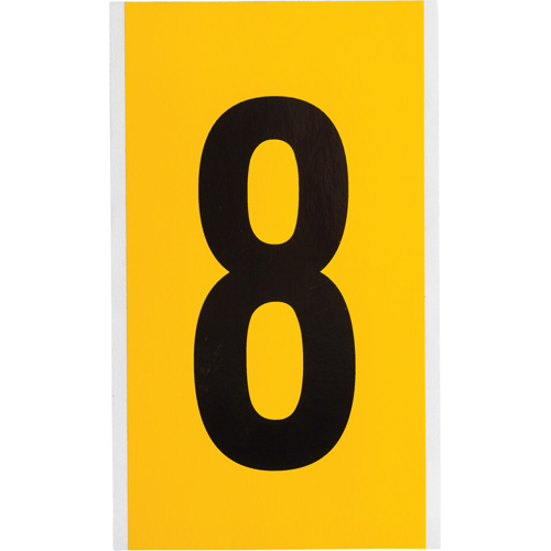 Individual Number and Letter Labels, 8, 6" H, Black on Yellow