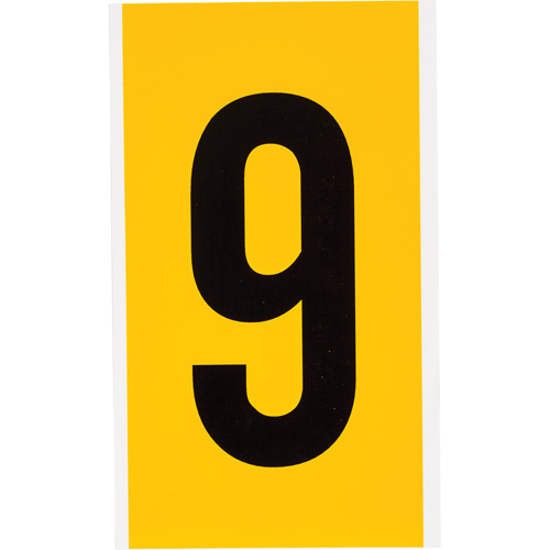 Individual Number and Letter Label, 9, 6" H, Black on Yellow