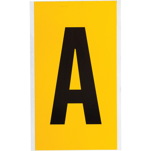 Individual Number and Letter Label, A, 6" H, Black on Yellow