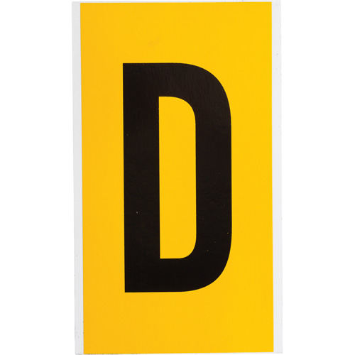 Individual Number and Letter Label, D, 6" H, Black on Yellow