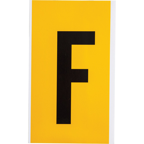 Individual Number and Letter Label, F, 6" H, Black on Yellow