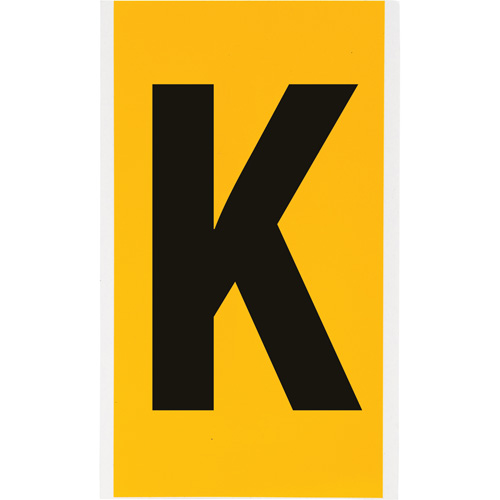Individual Number and Letter Label, K, 6" H, Black on Yellow