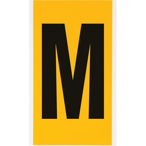 Individual Number & Letter Labels, M, 6" H, Black on Yellow